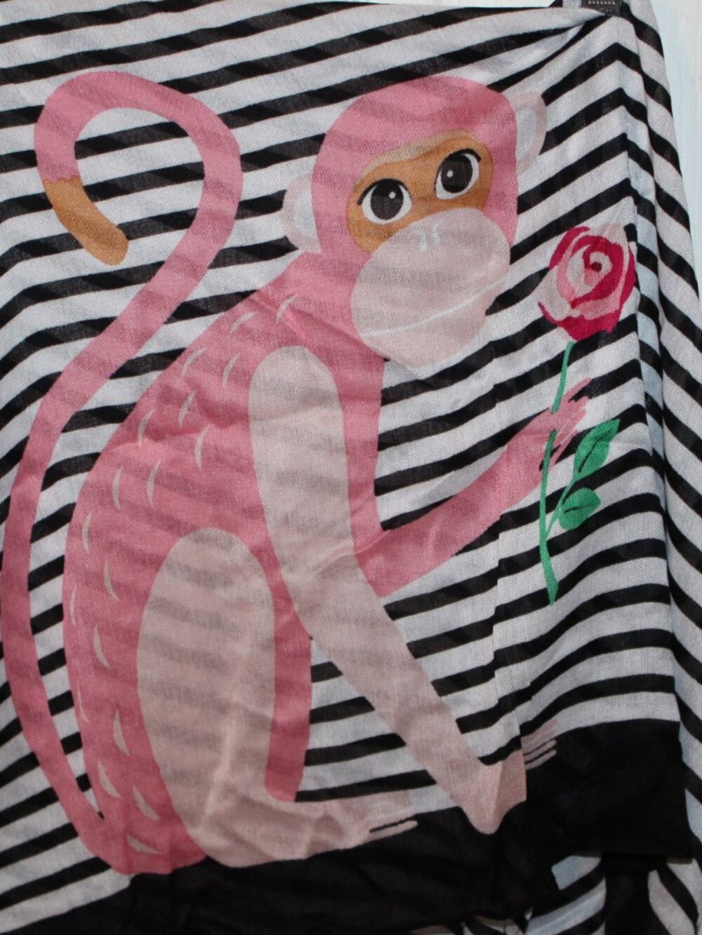 NWT Kate Spade Monkey Striped Oblong Scarf SO CUTE!!!!! - Picture 5 of 7